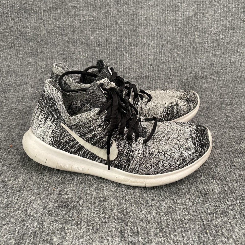 Nike Free RN Flyknit 2017 Running Shoes Womens Sz 7 Oreo Black White 880844-003